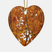 カエデの枝葉にオレンジ秋 セラミックオーナメント (左)