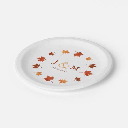 カエデの素朴離れな秋の結婚式 ペーパープレート (アングル)