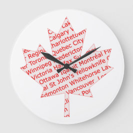 カエデの葉とカナダの都市時計 ラージ壁時計