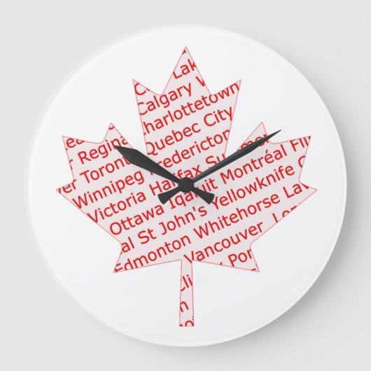 カエデの葉とカナダの都市時計 ラージ壁時計 (正面)