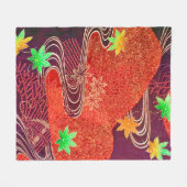 カエデの葉とランニングの水、日本のデザイン フリースブランケット (正面(横))