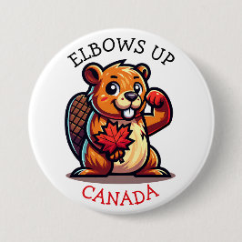 カエデの葉と肘を持つビーバーをカナダに 缶バッジ