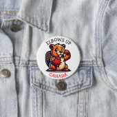 カエデの葉と肘を持つビーバーをカナダに 缶バッジ (インサイチュ)