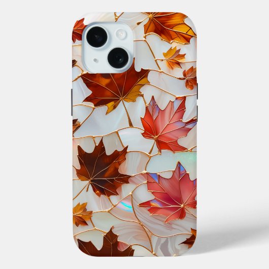 カエデの葉のステンドグラスiPhoneケース Case-Mate iPhoneケース (裏面)