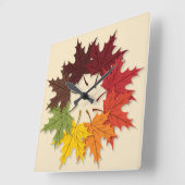 カエデの葉の円 スクエア壁時計 (傾斜)