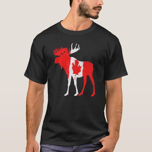 カエデの葉の動物カナダ国旗 Tシャツ (正面)