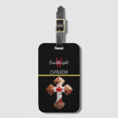 カエデの葉の十字架 ラゲッジタグ (正面縦)