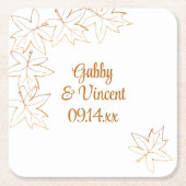 カエデの葉の端の結婚式 スクエアペーパーコースター (正面)