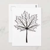 カエデの葉の輪郭アート – 植物着色 ポストカード (正面/裏面)