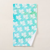 カエデの葉アクア水色洗浄及びモノグラム バスタオルセット (ハンドタオル)