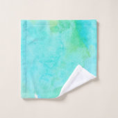 カエデの葉アクア水色洗浄及びモノグラム バスタオルセット (ウォッシュタオル)