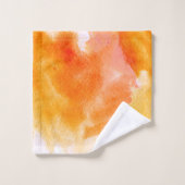 カエデの葉オレンジ色の黄色の水色モノグラム バスタオルセット (ウォッシュタオル)