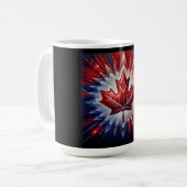 カエデの葉カナダ国旗のフラクタル コーヒーマグカップ (正面左)