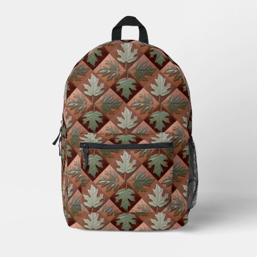 カエデの葉タイルのパターンのバックパック プリントバックパック (正面)