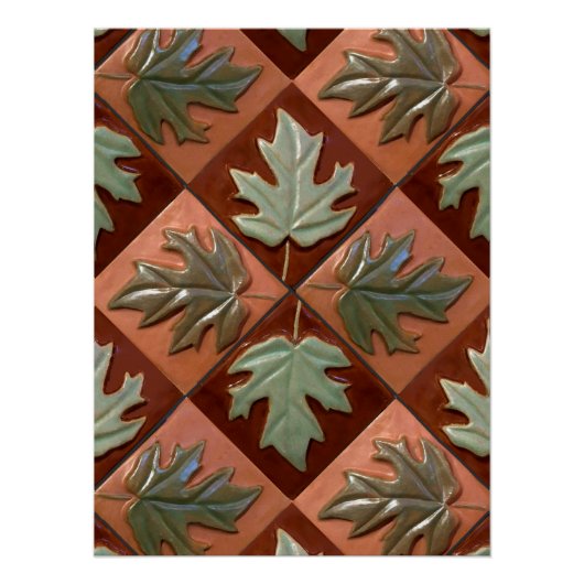 カエデの葉タイルを使用した壁のタペストリー ポスター (正面)