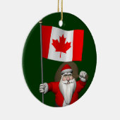 カエデの葉旗を持つドロル・サンタクロース セラミックオーナメント (右)