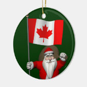 カエデの葉旗を持つドロル・サンタクロース セラミックオーナメント (左)