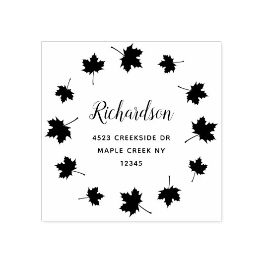 カエデの葉輪カスタム差出人住所 ラバースタンプ (インプリント)