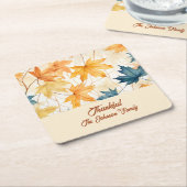 カエデの葉 感謝の気持ちを込めた感謝祭のブランチ・ディナー スクエアペーパーコースター (アングル)