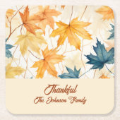 カエデの葉 感謝の気持ちを込めた感謝祭のブランチ・ディナー スクエアペーパーコースター (正面)