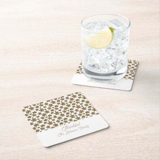 カエデの葉 感謝の気持ちを込めた感謝祭のブランチ・ディナー スクエアペーパーコースター (インサイチュ)