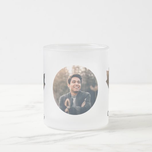 カエデカスタムリの葉の形の写真happyカナダの日 フロストグラスマグカップ (中央)