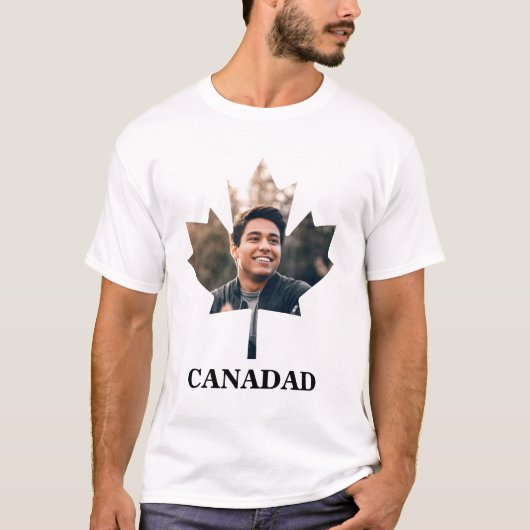 カエデカスタムリの葉の形の写真happyカナダの日 tシャツ (正面)