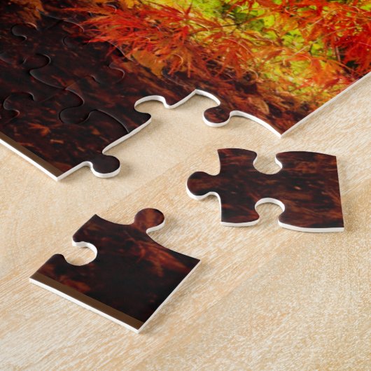 カエデ日本のイン秋秋オレンジ挑戦的 ジグソーパズル (側面)