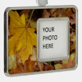 カエデ落ちたル葉イーロー秋自然 シルバープレートフレームオーナメント (右)