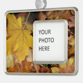 カエデ落ちたル葉イーロー秋自然 シルバープレートフレームオーナメント (左)