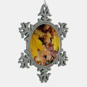 カエデ落ちたル葉イーロー秋自然 スノーフレークピューターオーナメント (左)