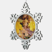 カエデ落ちたル葉イーロー秋自然 スノーフレークピューターオーナメント (右)