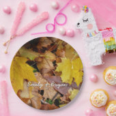 カエデ落ちたル葉イーロー秋自然 ペーパープレート (パーティー)