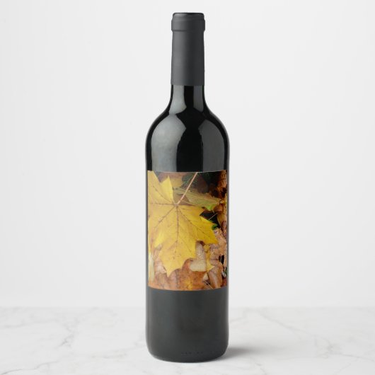 カエデ落ちたル葉イーロー秋自然 ワインラベル (正面)