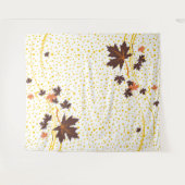 カエデ葉ス茶と黄色の水玉模様 タペストリー (正面(横))