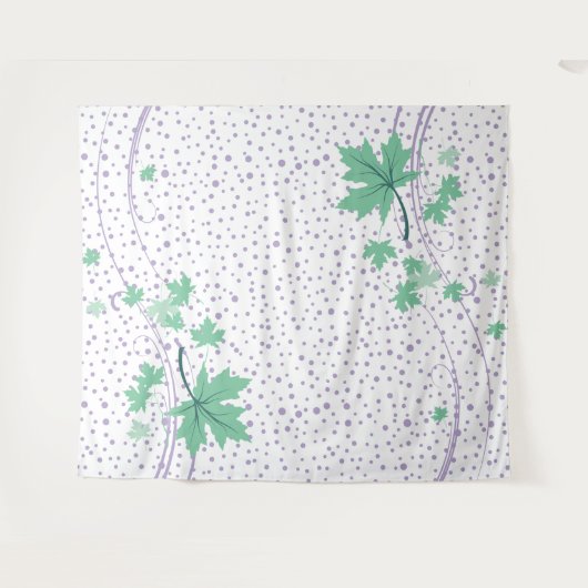 カエデ葉ルミントとラベンダーの水玉模様 タペストリー (正面(横))