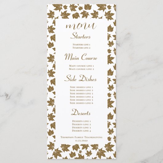 カエデ葉ル感謝祭ブランチディナー メニュー (正面)