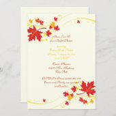 カエデ離れル赤結婚黄色のブライダルシャワー 招待状 (正面/裏面)