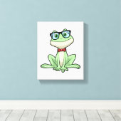 カエルおたく学生眼鏡タイ キャンバスプリント (インサイチュ (ウッドフロア))
