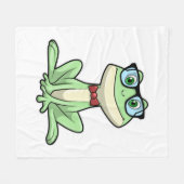 カエルおたく学生眼鏡タイ フリースブランケット (正面(横))