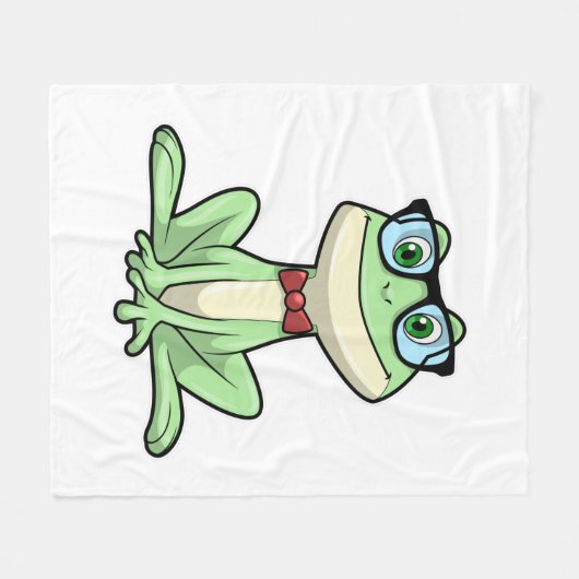 カエルおたく学生眼鏡タイ フリースブランケット (正面(横))