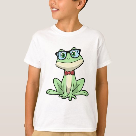 カエルおたく学生眼鏡タイ Tシャツ (正面)
