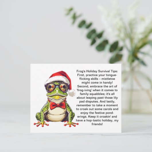 カエルおもしろいからの休日の生存のヒント ポストカード (スタンド正面)