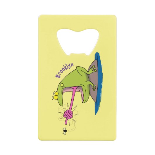 カエルおもしろいとフライ クレジットカード栓抜き (正面)