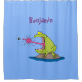 カエルおもしろいとフライ シャワーカーテン (正面)