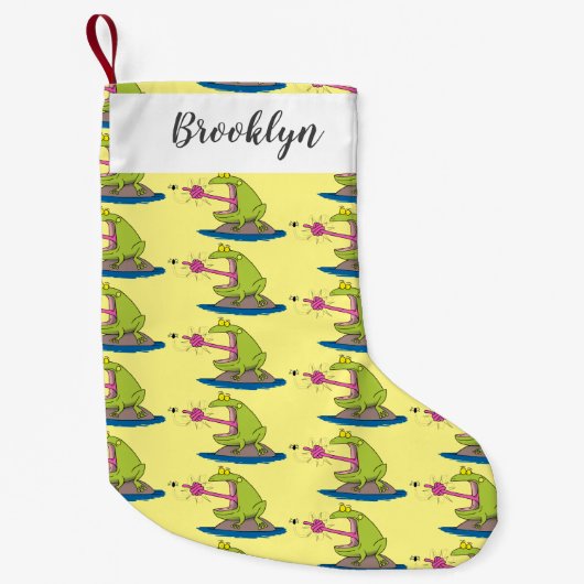 カエルおもしろいとフライ スモールクリスマスストッキング (正面)