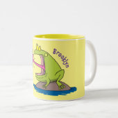 カエルおもしろいとフライ ツートーンマグカップ (正面右)