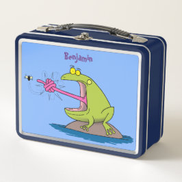 カエルおもしろいとフライ メタルランチボックス