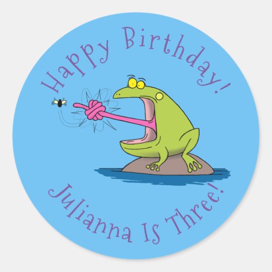 カエルおもしろいとフライ ラウンドシール (正面)