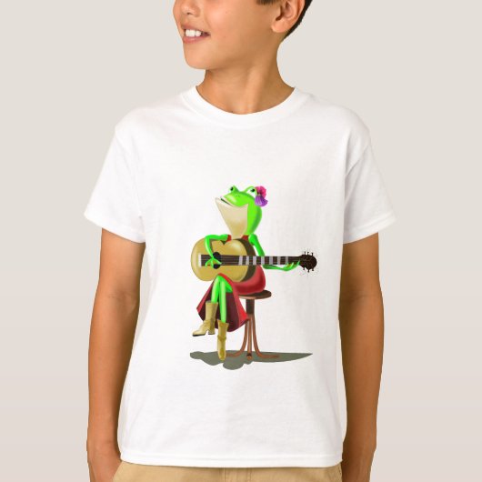 カエルおもしろいのギター付き遊Tシャツ Tシャツ (正面)
